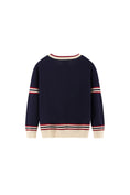 Load image into Gallery viewer, LERROI BLUE STRIPED TRIM STICH CREW NECK SWEATER BLUE