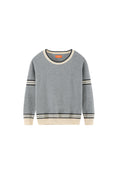 Load image into Gallery viewer, LERROI GREY STRIPED TRIM STICH CREW NECK SWEATER GREY