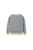 Load image into Gallery viewer, LERROI GREY STRIPED TRIM STICH CREW NECK SWEATER GREY