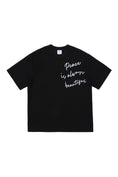 Load image into Gallery viewer, LERROI BLACK PEACE EMBROIDERY T-SHIRT BLACK