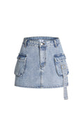 Load image into Gallery viewer, LERROI BLUE CARGO DENIM SKIRT BLUE