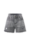 Load image into Gallery viewer, LERROI GREY FRAYED RIPPED DENIM SHORT GREY