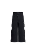 Load image into Gallery viewer, LERROI BLACK STUDDED WASHED CARGO DENIM PANTS BLACK
