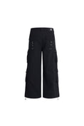 Load image into Gallery viewer, LERROI BLACK STUDDED WASHED CARGO DENIM PANTS BLACK
