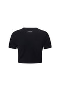 Load image into Gallery viewer, LERROI BLACK TAPED SLEEVE CROP T-SHIRT BLACK