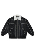 Load image into Gallery viewer, LERROI BLACK FLEECE COLLAR LEATHER JACKET BLACK