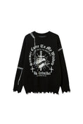 Load image into Gallery viewer, LERROI BLACK TIE DYE RAW EDGE ARTWORK SWEATER BLACK