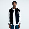 Load image into Gallery viewer, LERROI BLACK CASHMERE WOOL VARSITY JACKET BLACK
