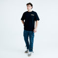 Load image into Gallery viewer, LERROI BLACK WORD TAPE T-SHIRT BLACK