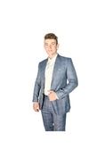 Load image into Gallery viewer, LERROI BLUE CHECK SLIM FIT BLAZER BLUE