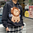 Load image into Gallery viewer, LERROI BLACK FUR LION HOODIE BLACK