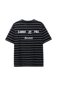 Load image into Gallery viewer, LERROI BLACK STRIPE PRINT T-SHIRT BLACK