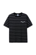 Load image into Gallery viewer, LERROI BLACK STRIPE PRINT T-SHIRT BLACK