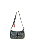 Load image into Gallery viewer, BLUE WASHED UTILITY DENIM SLING BAG BLUE