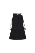 Load image into Gallery viewer, LERROI BLACK SLIT-HEM DEMIN SKIRT BLACK