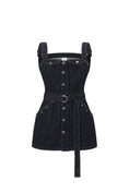 Load image into Gallery viewer, LERROI BLACK UTILITY DENIM DRESS BLACK