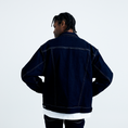 Load image into Gallery viewer, LERROI NAVY OVERSIZE ZIP THRU JEAN JACKET NAVY