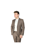 Load image into Gallery viewer, LERROI BROWN CHECK SILM FIT TROUSER BROWN