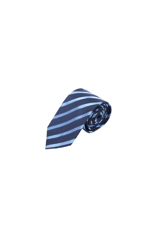 LERROI NAVY STRIPE SILK TIE NAVY