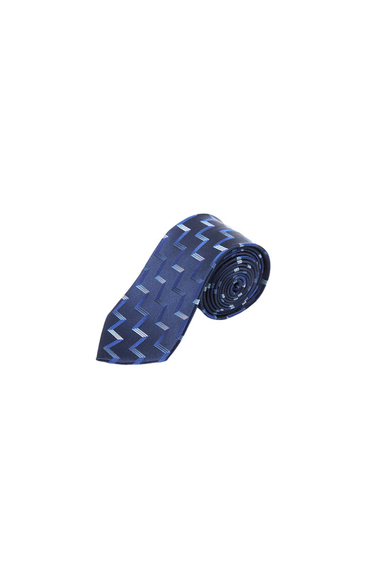 LERROI NAVY COOL STRIPE SILK TIE NAVY