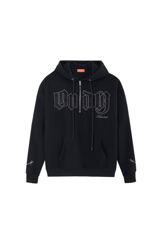 LERROI BLACK ZIP COTTON HOODIE BLACK