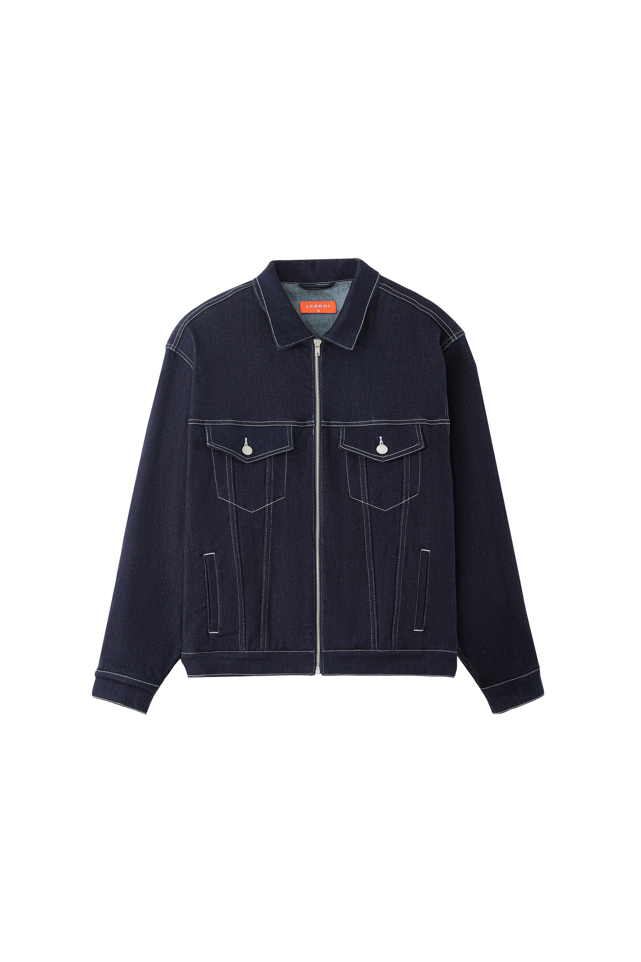 LERROI NAVY OVERSIZE ZIP THRU JEAN JACKET NAVY