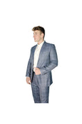 Load image into Gallery viewer, LERROI BLUE CHECK SILM FIT TROUSER BLUE
