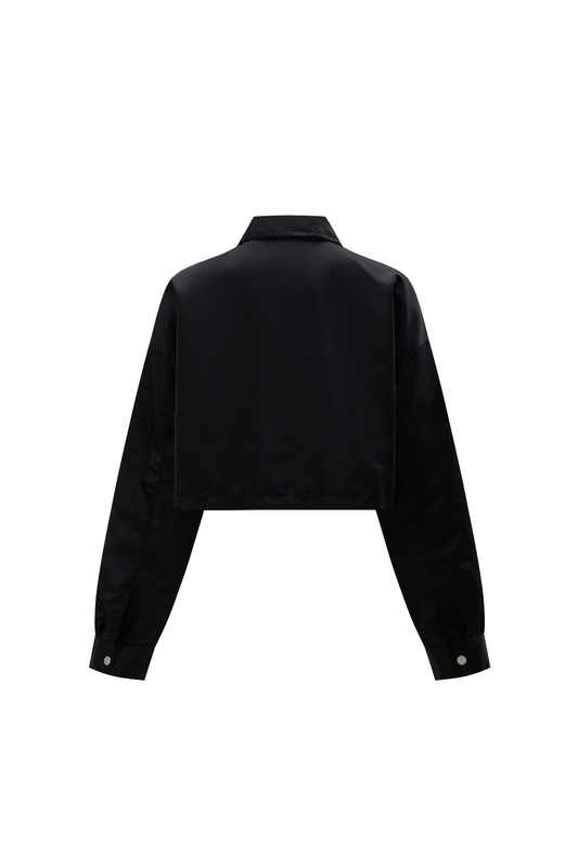 LERROI BLACK SHORT STREET NYLON ZIP-UP JACKET BLACK
