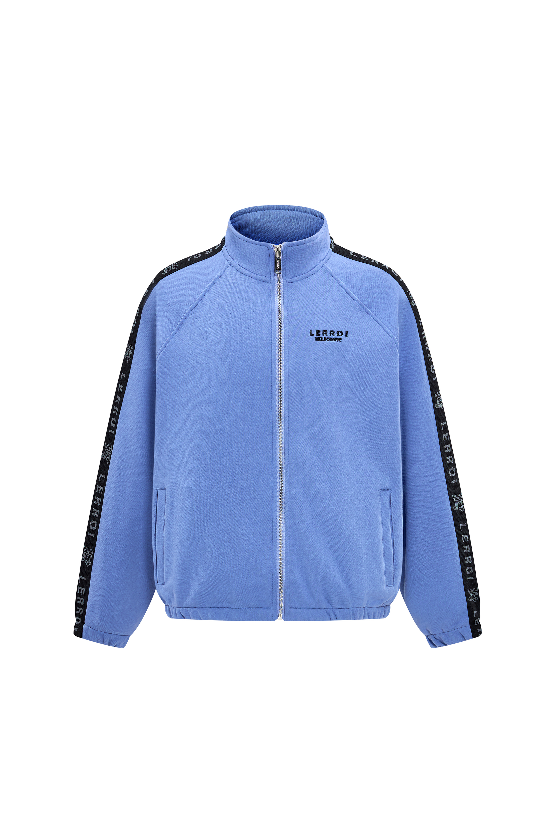 LERROI BLUE RELAXED FIT CO-ORD STAND COLLAR HOODIE BLUE