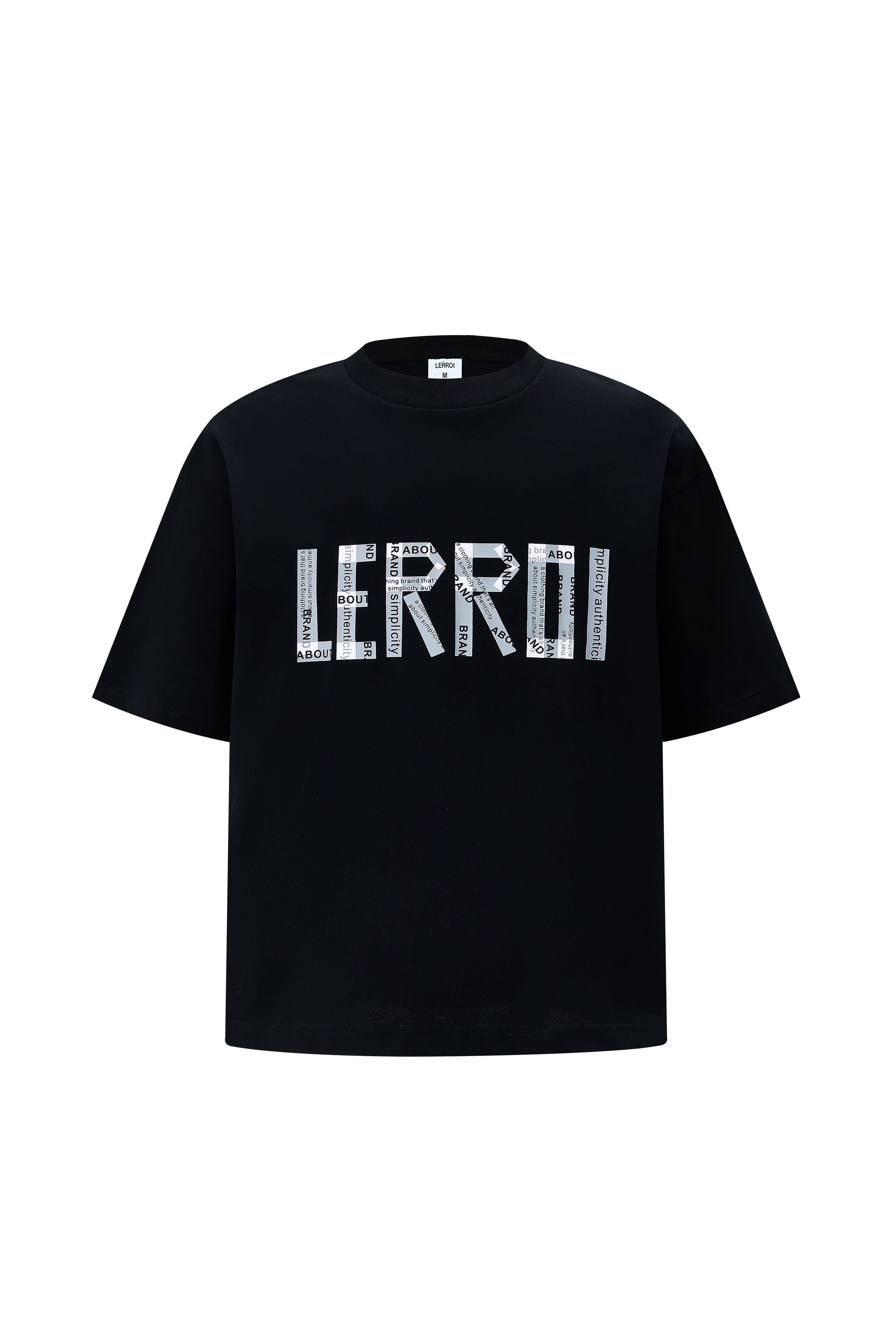 LERROI BLACK WASHED TAPE LOGO PRINTED T-SHIRT BLACK