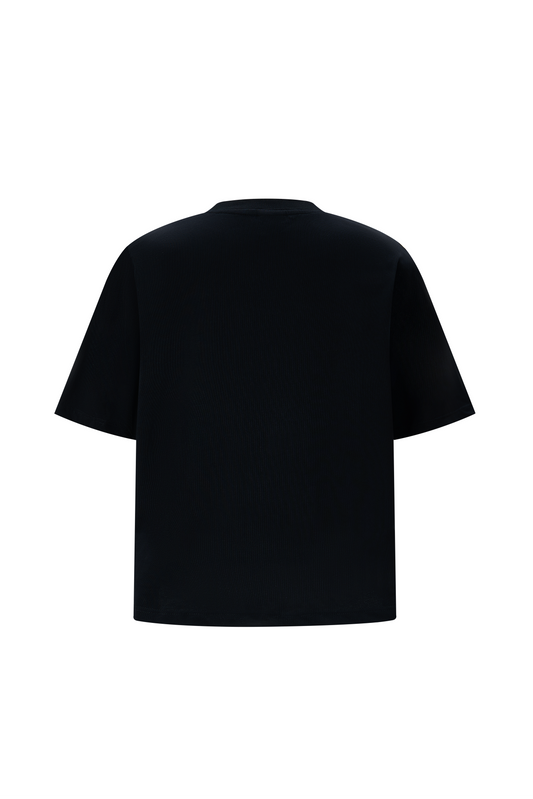 LERROI BLACK WASHED TAPE LOGO PRINTED T-SHIRT BLACK