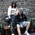Load image into Gallery viewer, LERROI BLACK STUDDED WASHED CARGO DENIM PANTS BLACK
