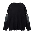 Load image into Gallery viewer, BLACK DISTRESSED CROSS SWEATER
