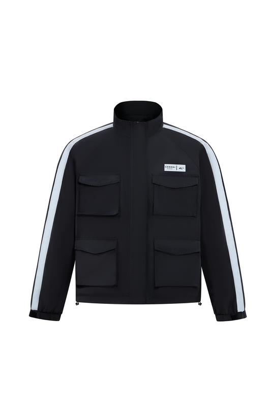 LERROI BLACK REFLECTIVE TAPE UTILITY JACKET BLACK