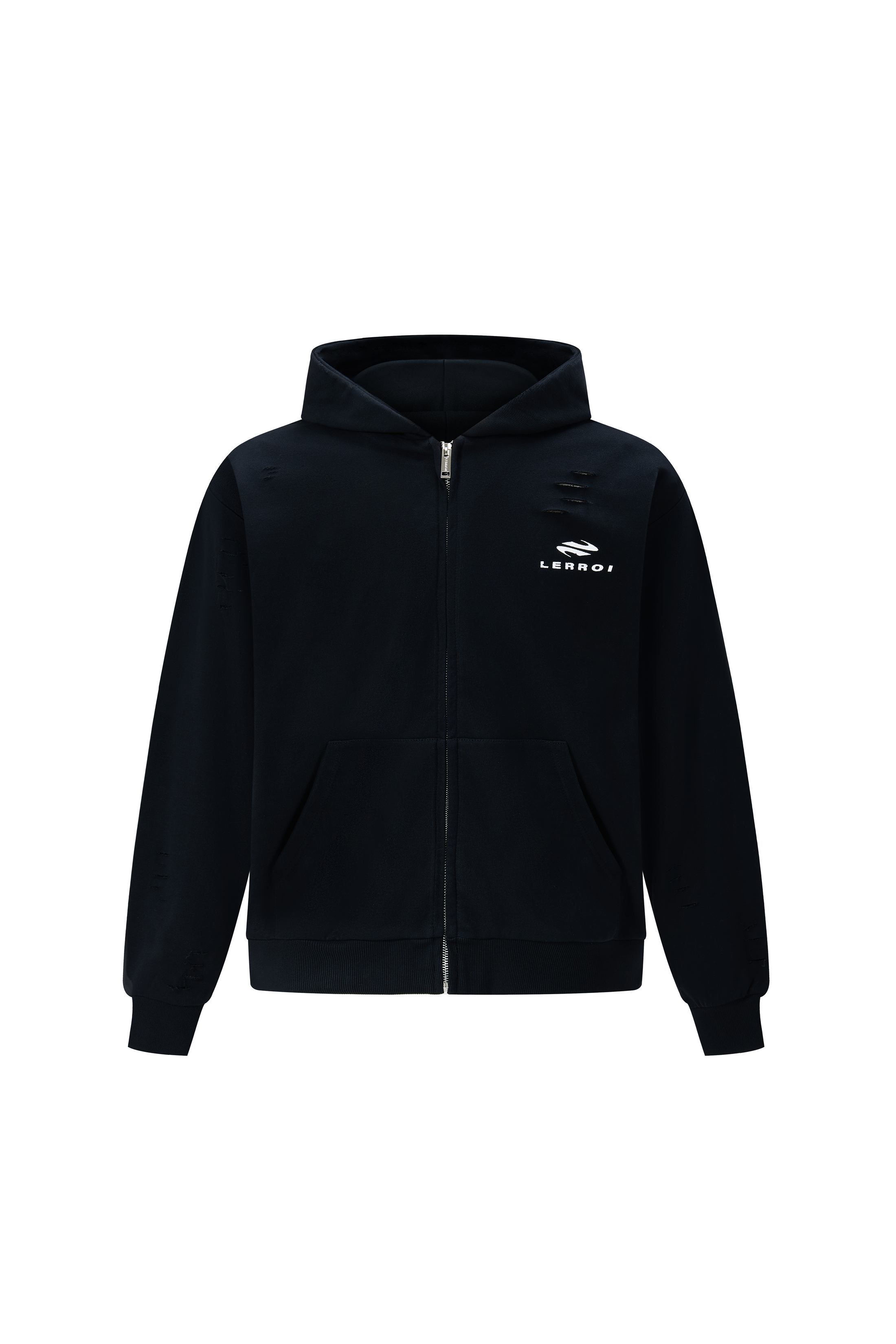 LERROI BLACK WASHED DISTRESSED GRAPHIC HOODIE BLACK