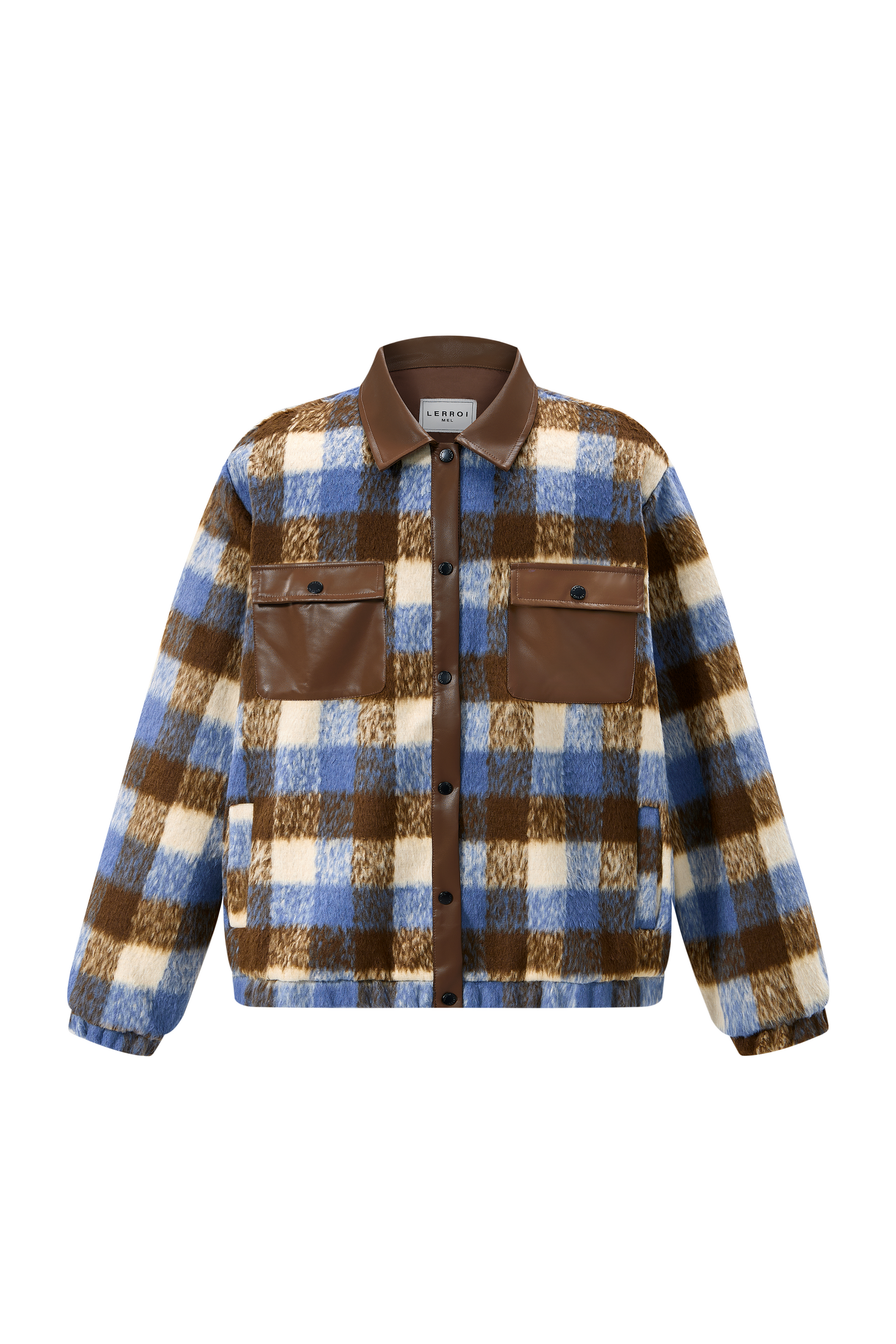 LERROI BROWN STREET CHECK PANEL JACKET BROWN