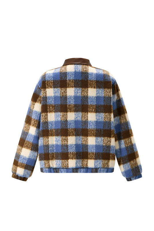 LERROI BROWN STREET CHECK PANEL JACKET BROWN