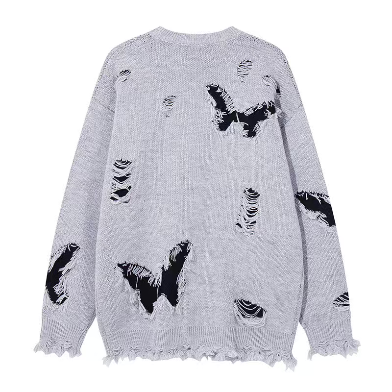 GREY BUTTERFLY FRAYED CHAIN