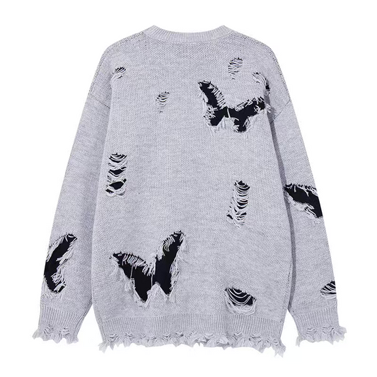 GREY BUTTERFLY FRAYED CHAIN