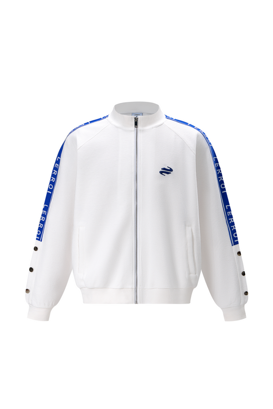 LERROI WHITE STREETWEAR PANELLED STAND COLLAR HOODIE WHITE