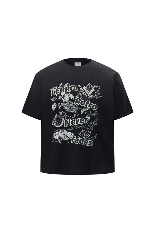 LERROI BLACK ART PRINTED WASHED BLACK