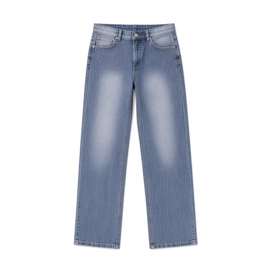 BLUE RHINESTONE DENIM JEANS