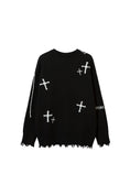 Load image into Gallery viewer, LERROI BLACK TIE DYE RAW EDGE ARTWORK SWEATER BLACK

