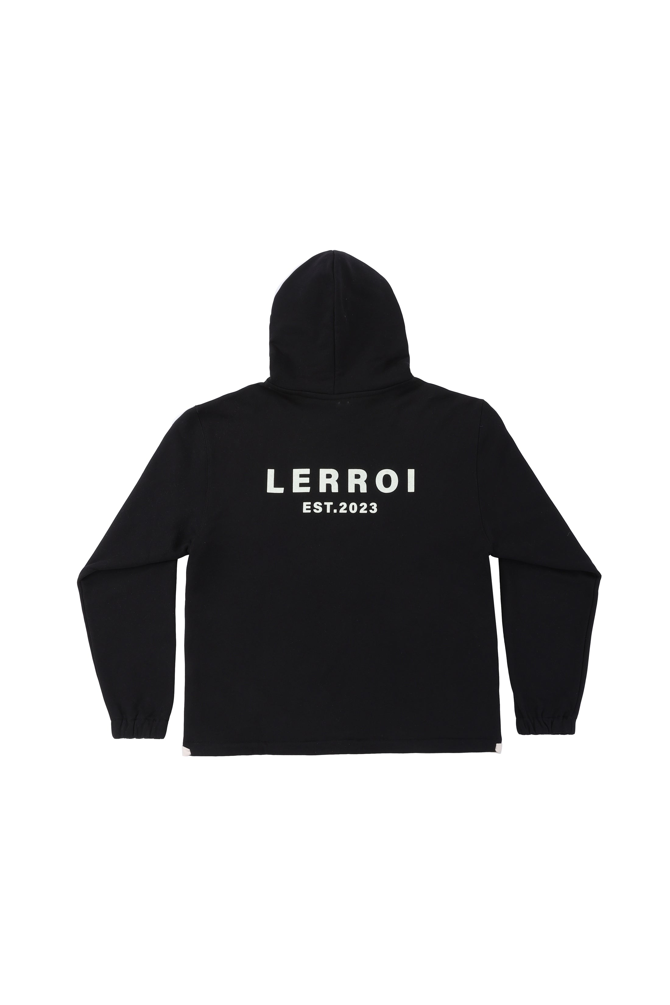 LERROI BLACK FLOCK LOGO PRINTED HOODIE BLACK