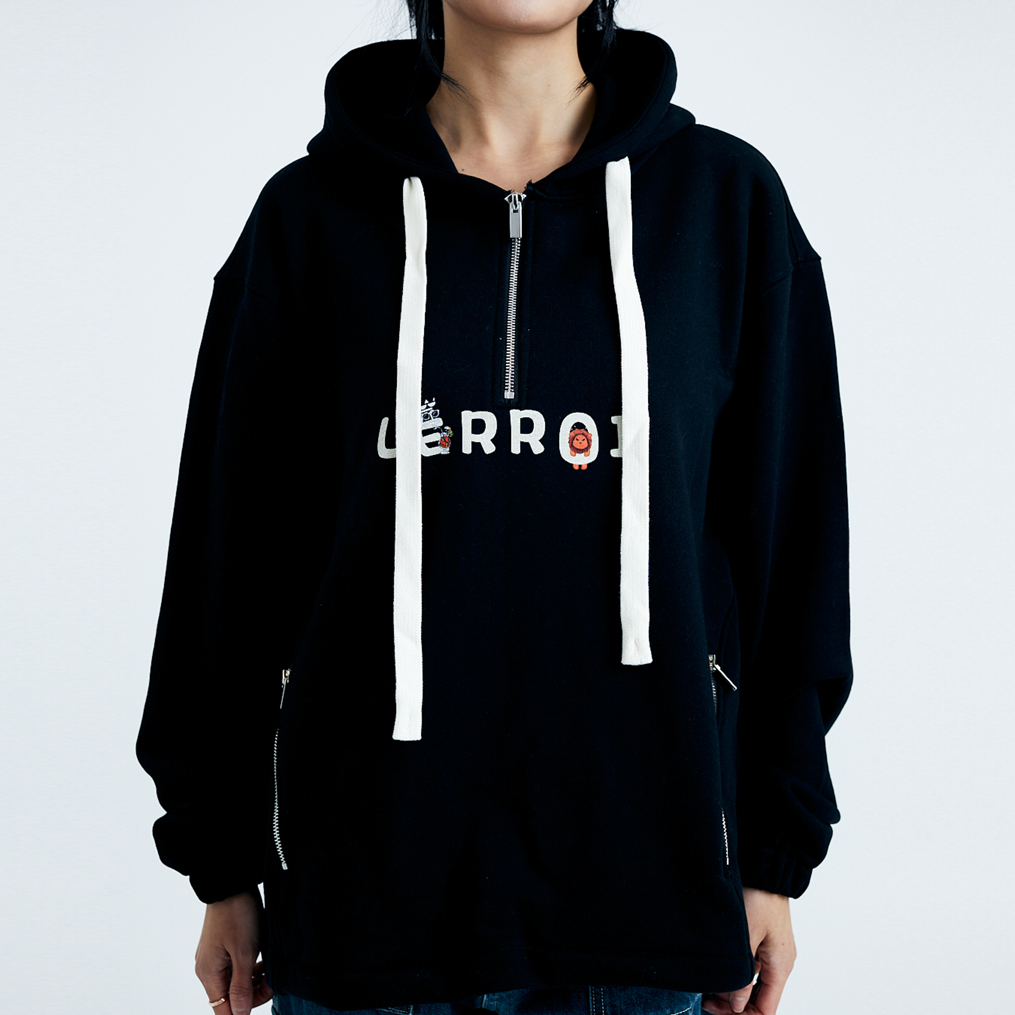 LERROI BLACK LOGO PRINTED HOODIE BLACK