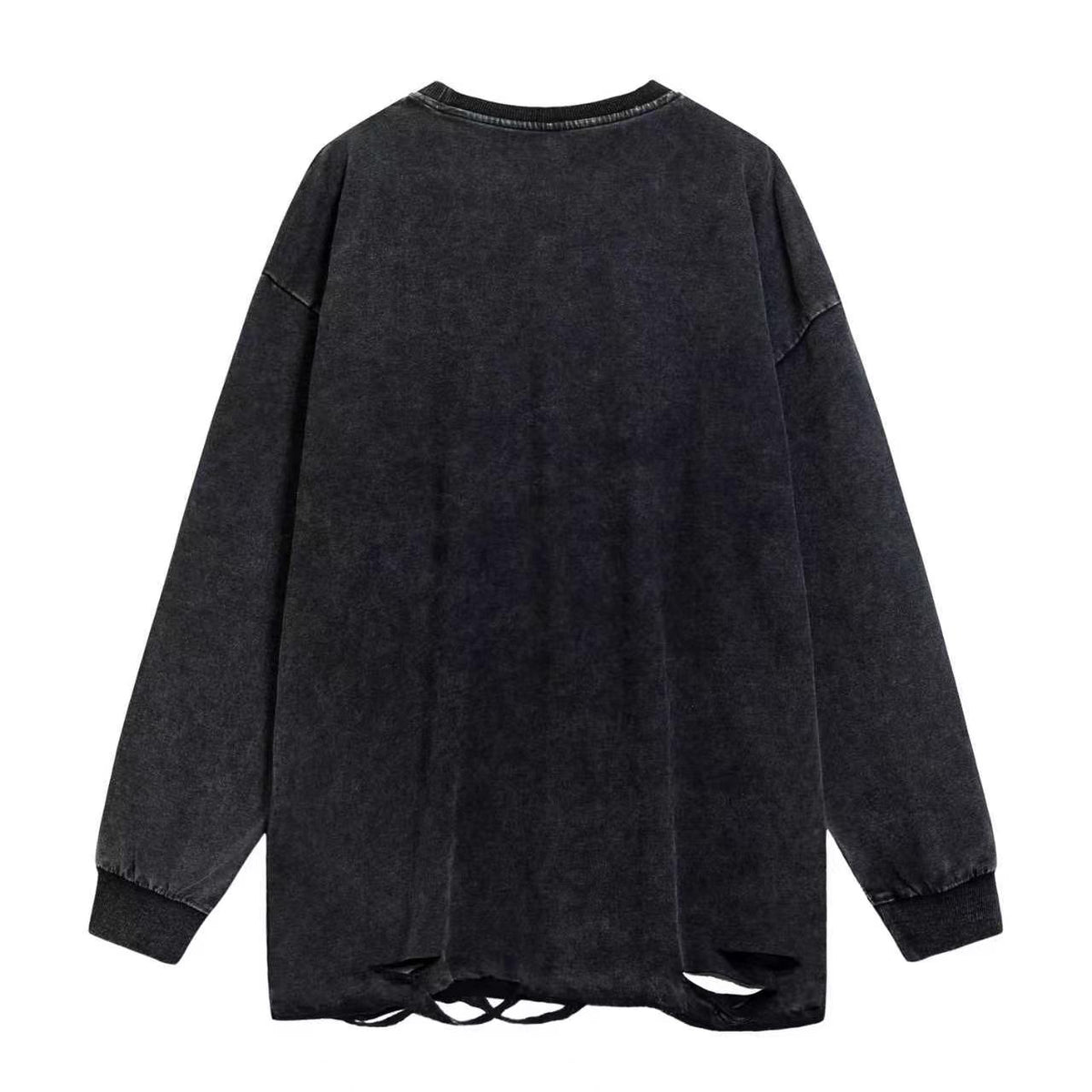 BLACK WASHED DISTRESSED T-SHIRT