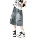 Load image into Gallery viewer, BLUE STREET ART CROP DENIM BLUE
