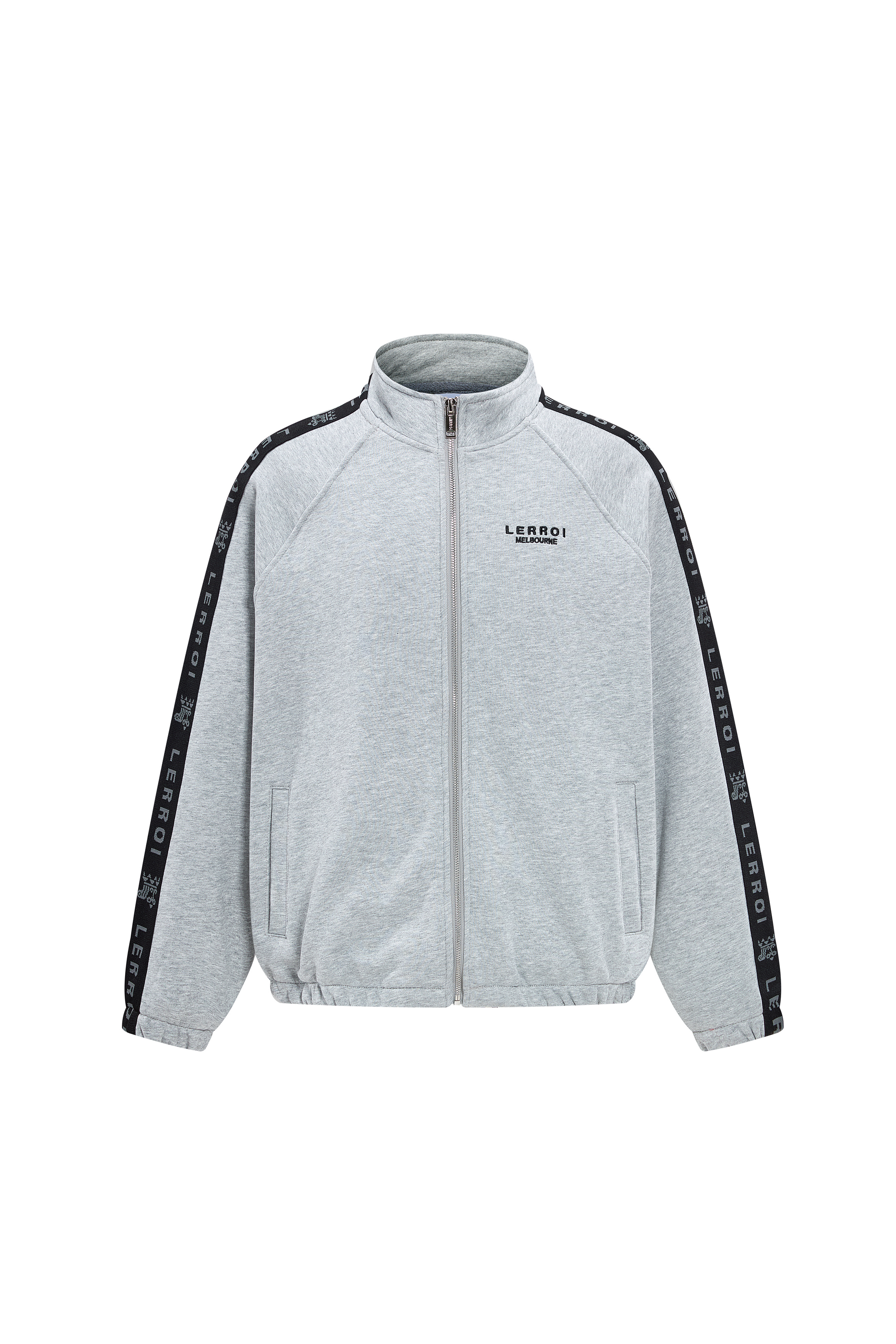 LERROI GREY RELAXED FIT CO-ORD STAND COLLAR HOODIE GREY