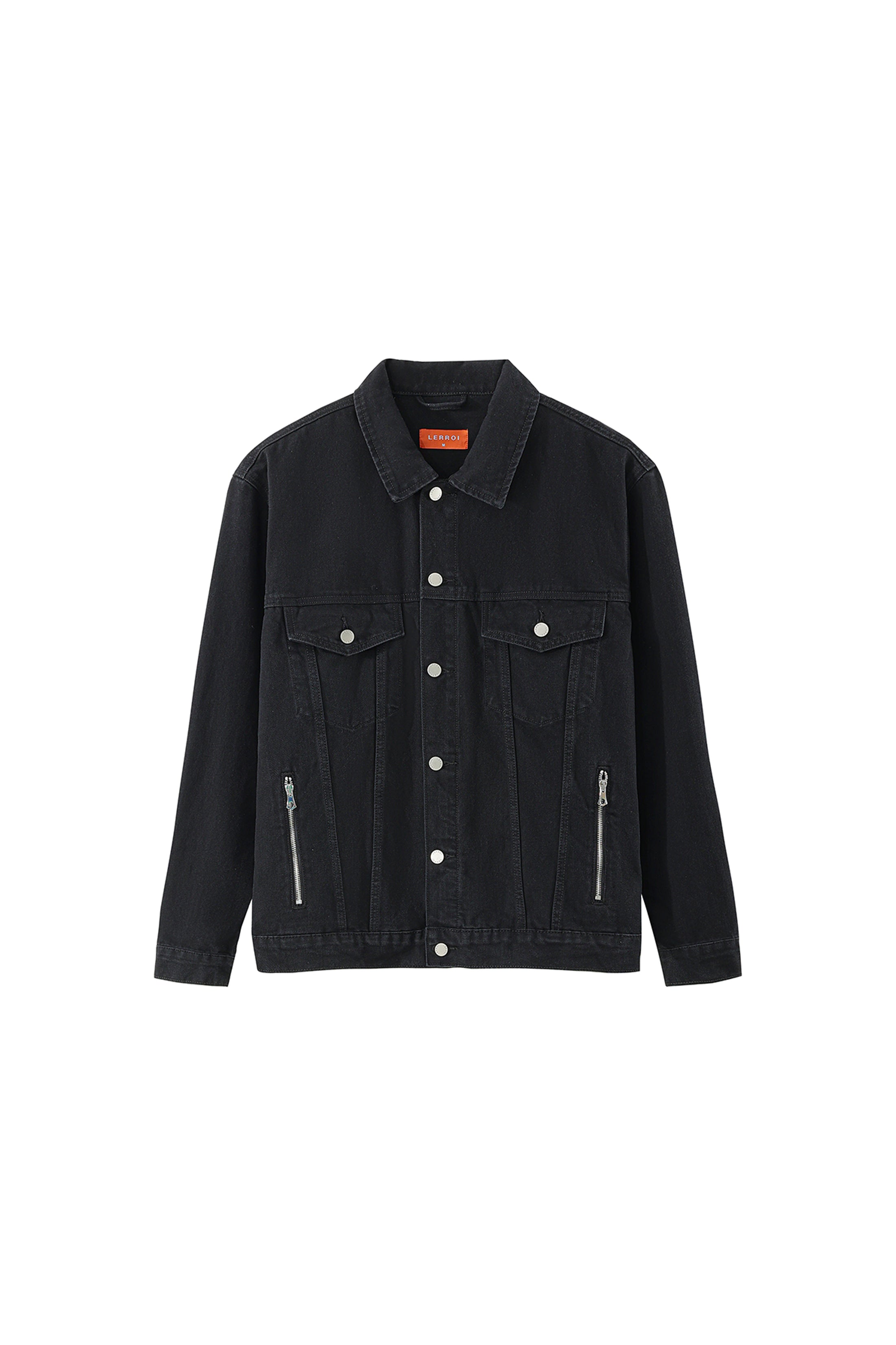 LERROI BLACK PAINT SPRAY DENIEM JACKET BLACK