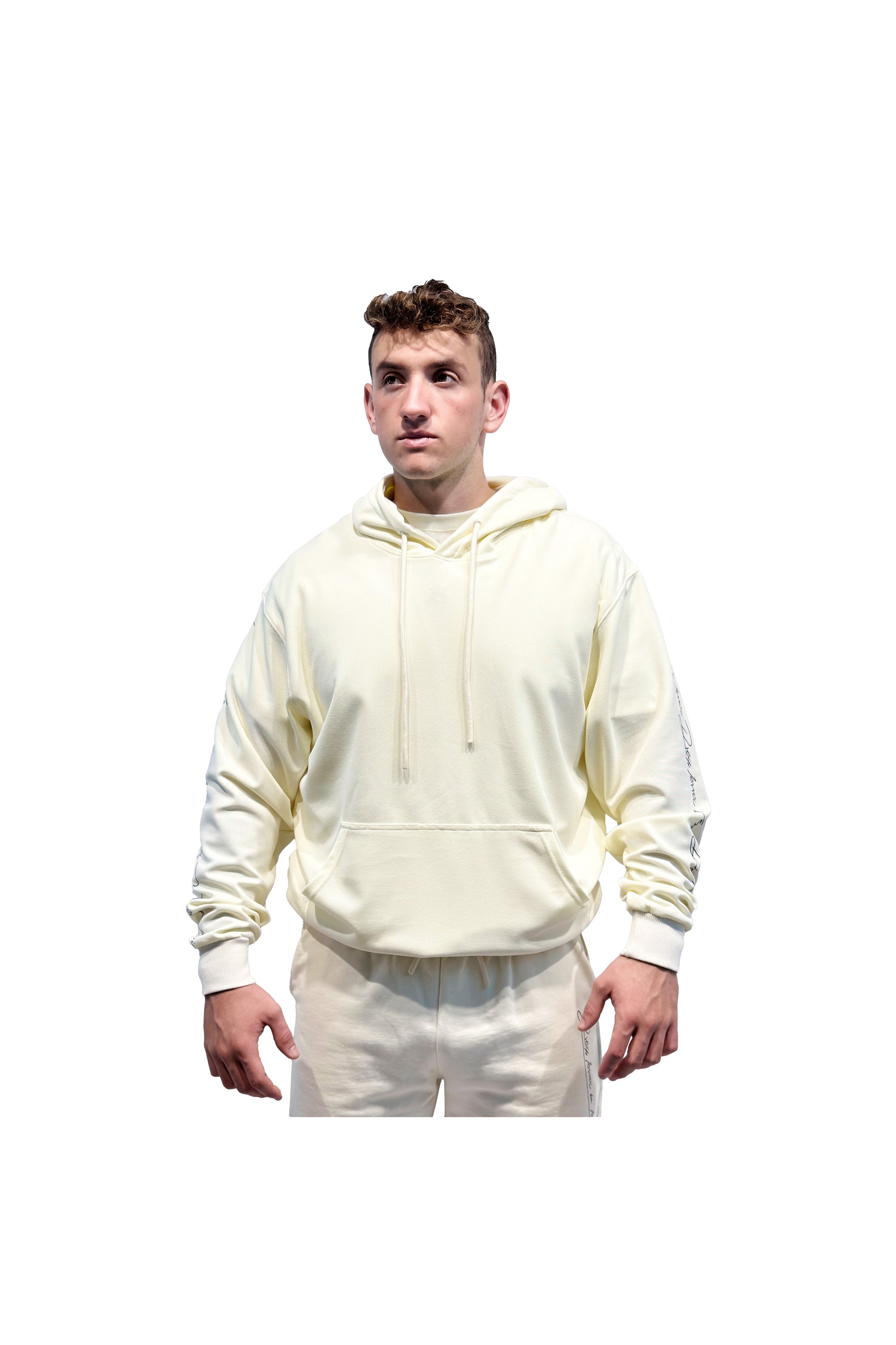 LERROI CREAM SIDE RUNNING LETTER HOODIE CREAM